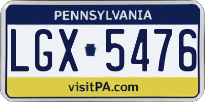 PA license plate LGX5476