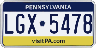 PA license plate LGX5478