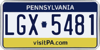 PA license plate LGX5481