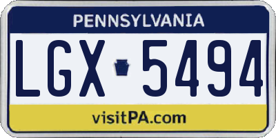 PA license plate LGX5494