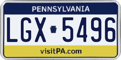 PA license plate LGX5496