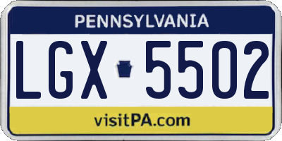 PA license plate LGX5502