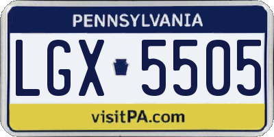 PA license plate LGX5505