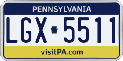 PA license plate LGX5511