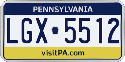 PA license plate LGX5512