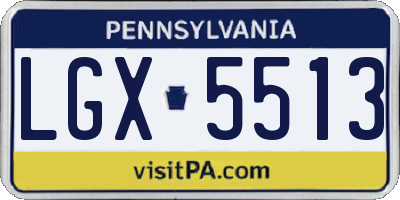 PA license plate LGX5513