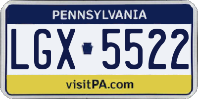 PA license plate LGX5522