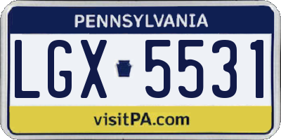 PA license plate LGX5531