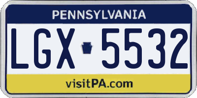 PA license plate LGX5532