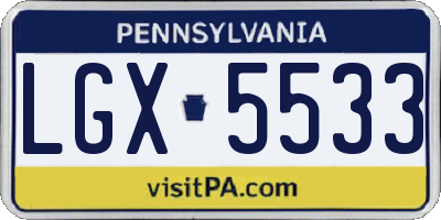 PA license plate LGX5533