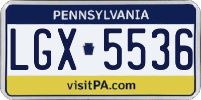 PA license plate LGX5536