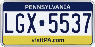 PA license plate LGX5537