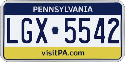PA license plate LGX5542