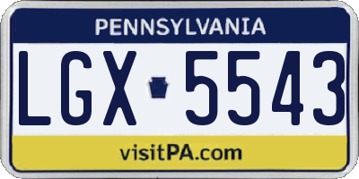 PA license plate LGX5543