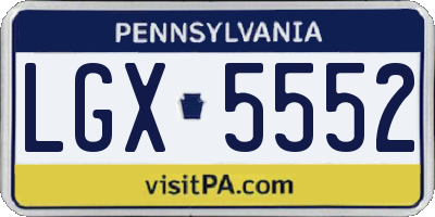 PA license plate LGX5552