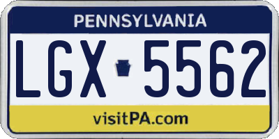 PA license plate LGX5562