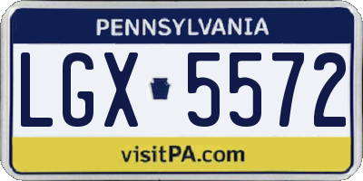 PA license plate LGX5572