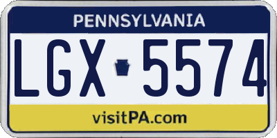 PA license plate LGX5574
