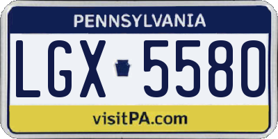 PA license plate LGX5580