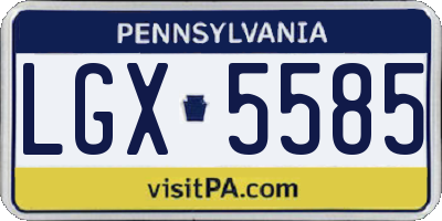 PA license plate LGX5585