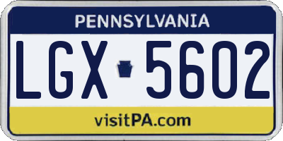 PA license plate LGX5602
