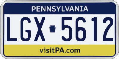PA license plate LGX5612