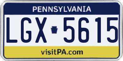 PA license plate LGX5615