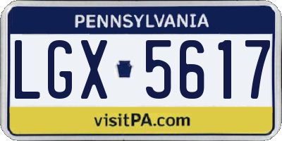 PA license plate LGX5617