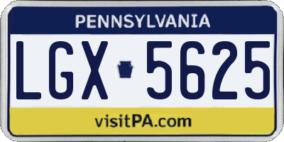 PA license plate LGX5625