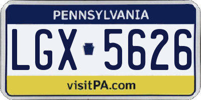 PA license plate LGX5626