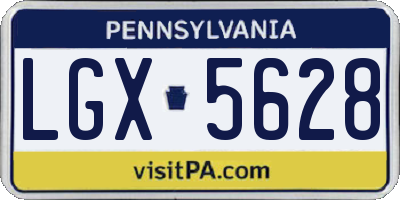 PA license plate LGX5628