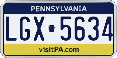 PA license plate LGX5634