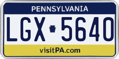 PA license plate LGX5640