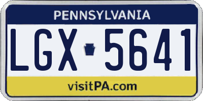PA license plate LGX5641