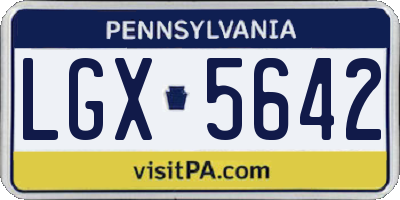 PA license plate LGX5642