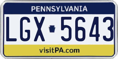 PA license plate LGX5643