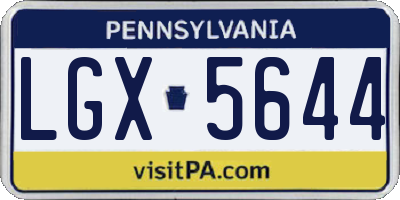 PA license plate LGX5644