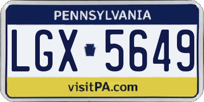 PA license plate LGX5649