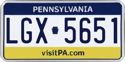 PA license plate LGX5651