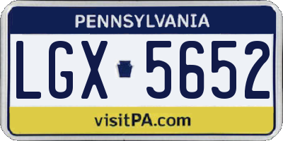 PA license plate LGX5652