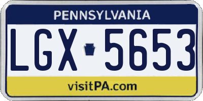 PA license plate LGX5653