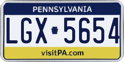 PA license plate LGX5654