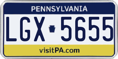 PA license plate LGX5655