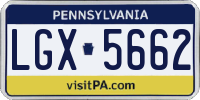 PA license plate LGX5662