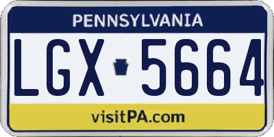 PA license plate LGX5664