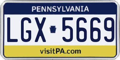 PA license plate LGX5669