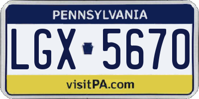 PA license plate LGX5670