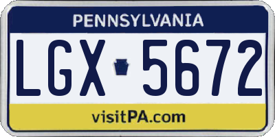 PA license plate LGX5672