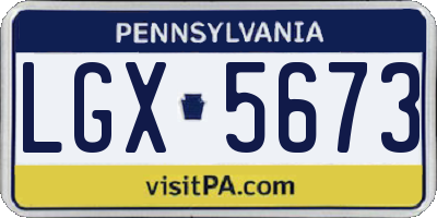 PA license plate LGX5673