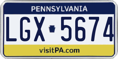 PA license plate LGX5674